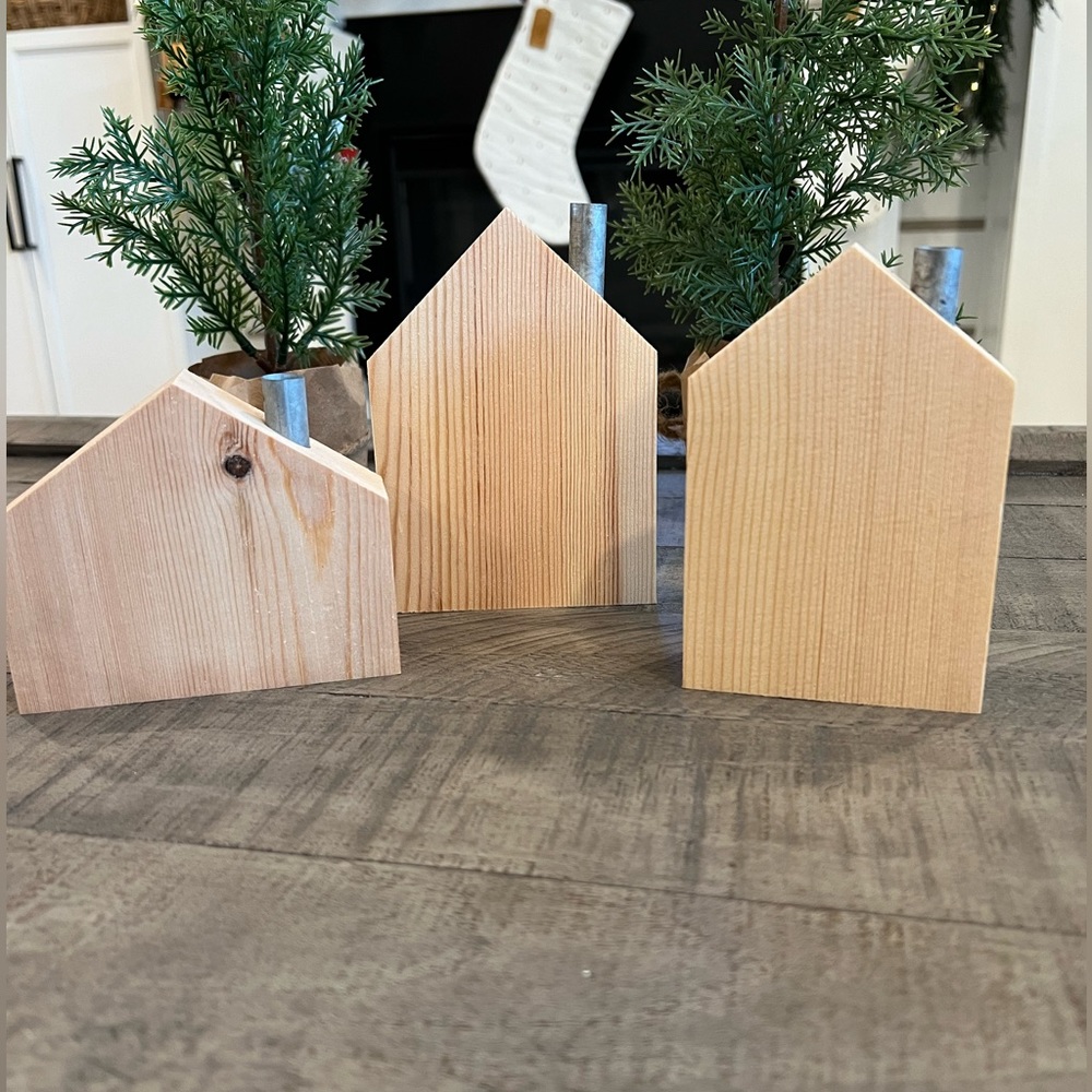 Target 🎯 3 Farmhouse Wooden Houses Tiered Tray Decor Home Accents